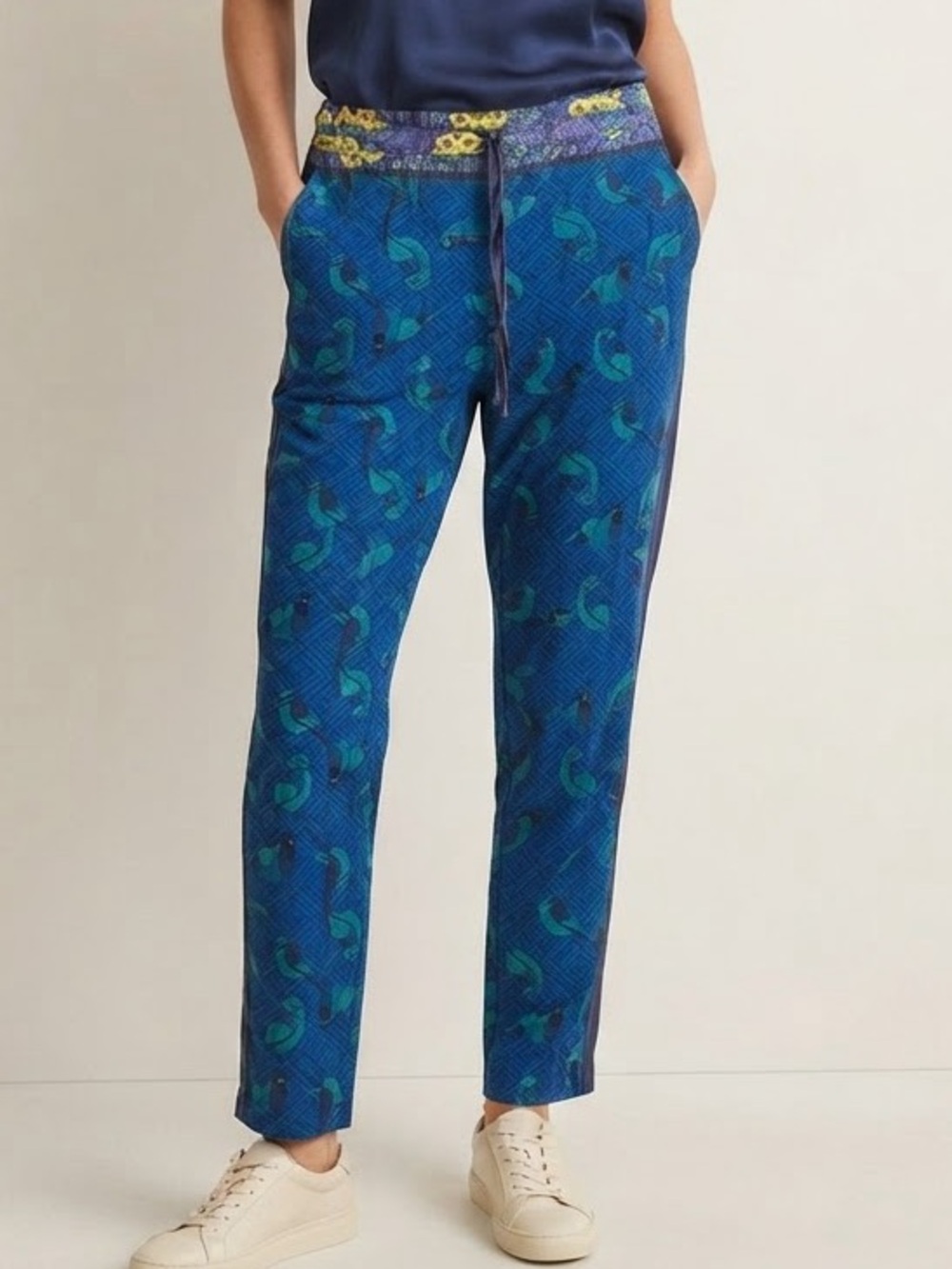Maaji Sz S Blue Printed Tropical Vacation Resort Casual Pants